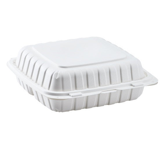 #3 White Paper Folding Food Takeout Containers – 7-3/4in x 5-1/2in x  2-1/2in – 66oz – 200 per case