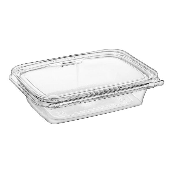 Inline Plastics Safe-T-Fresh 20 oz. Tamper-Resistant, Tamper-Evident Rectangular Hinged Container with Flat Lid - 200/Case