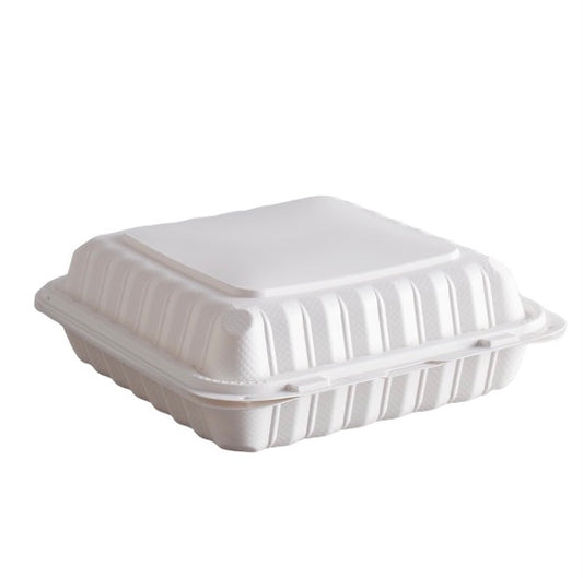 9x 9 1-Compartment Microwaveable Plastic Hinged Container - 150/Case